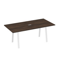 Стол 200 переговорный на металлокаркасе TRE дуб ристретто/ металлокаркас белый А4 Б3 123 ДР