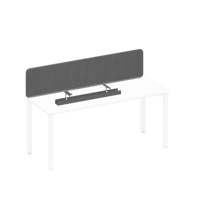 Экран настольный фронтальный тканевый с мягким наполнителем с кабель-каналом серый (Bahama Grey) / черный гладкий А1 ЧР 879.01 BA50