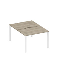 Рабочая станция на металлокаркасе, столешницы с вырезом (2*120) вяз либерти/ белый гладкий А1 БГ 176.2 ВЛ