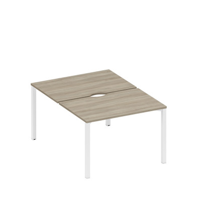 Рабочая станция на металлокаркасе, столешницы с вырезом (2*120) вяз либерти/ белый гладкий А1 БГ 176.2 ВЛ