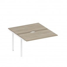 Секция стола рабочей станции на металлокаркасе, столешницы с вырезом вяз либерти/ белый гладкий А1 БГ 177.2-1 ВЛ