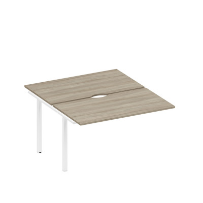 Секция стола рабочей станции на металлокаркасе, столешницы с вырезом вяз либерти/ белый гладкий А1 БГ 177.2-1 ВЛ