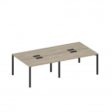 Рабочая станция на металлокаркасе, столешницы с заглушкой (4*140) вяз либерти/ черный гладкий А1 ЧР 171-2 ВЛ