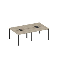 Рабочая станция на металлокаркасе, столешницы с заглушкой (4*120) вяз либерти/ черный гладкий А1 ЧР 173-2 ВЛ