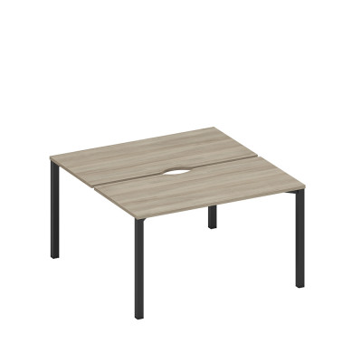 Рабочая станция на металлокаркасе, столешницы с вырезом (2*140) вяз либерти/ черный гладкий А1 ЧР 174.2 ВЛ