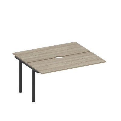 Секция стола рабочей станции на металлокаркасе, столешницы с вырезом вяз либерти/ черный гладкий А1 ЧР 175.2-1 ВЛ