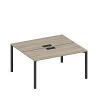 Рабочая станция на металлокаркасе, столешницы с заглушкой (2*160) вяз либерти/ черный гладкий А1 ЧР 175 ВЛ