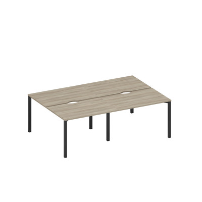 Рабочая станция на металлокаркасе, столешницы с вырезом (4*120) вяз либерти/ черный гладкий А1 ЧР 176.2-2 ВЛ