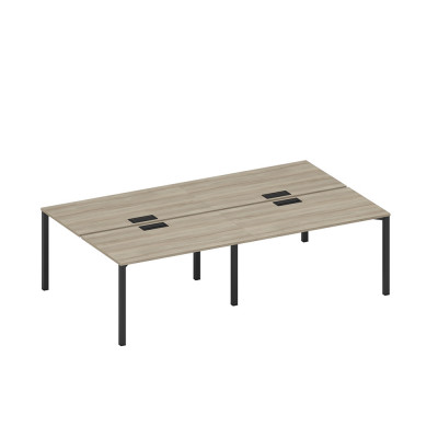 Рабочая станция на металлокаркасе, столешницы с заглушкой (4*140) вяз либерти/ черный гладкий А1 ЧР 177-2 ВЛ