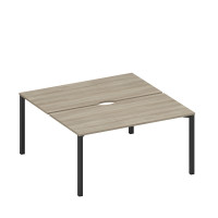 Рабочая станция на металлокаркасе, столешницы с вырезом (2*160) вяз либерти/ черный гладкий А1 ЧР 178.2 ВЛ