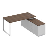 Стол руководителя на опорной тумбе (левый/правый) дуб гладстоун / белый премиум / белый премиум БР 101 ДГ БП БП