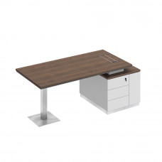 Стол на опорной тумбе дуб гладстоун / белый премиум / белый премиум СИ 105 ДГ БП БП