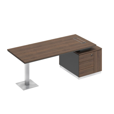 Стол на опорной тумбе дуб гладстоун / антрацит премиум / дуб гладстоун СИ 106 ДГ АР ДГ