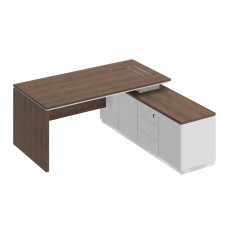 Стол руководителя (опора ДСП) на опорной тумбе дуб гладстоун светлый / антрацит премиум / дуб гладстоун светлый СИ 107 ДС АР ДС