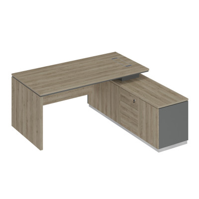 Стол руководителя (опора ДСП) на опорной тумбе дуб гладстоун светлый / антрацит премиум / дуб гладстоун светлый СИ 107 ДС АР ДС