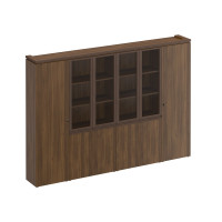Шкаф комбинированный узкий со стеклом 2 шт. для одежды орех тоскана МК 390 ОТ