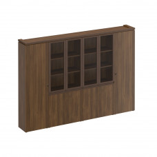 Шкаф комбинированный узкий со стеклом 2 шт. для одежды орех тоскана МК 390 ОТ