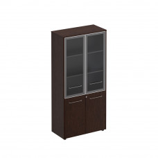 Шкаф со стеклянными дверями высокий венге тёмный МЕ 343 ВТ