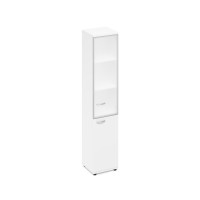 Шкаф для документов узкий правый со стеклянной дверью в алюминиевой рамке белый премиум А4 9480 БП