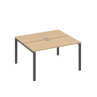 Рабочая станция на каркасе UNO столы 2х140 натуральный дуб / металлокаркас антрацит А4 А1 171 НД