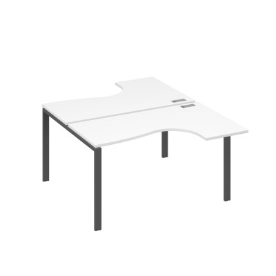 Рабочая станция (2х140) опоры UNO столы Классика белый премиум / металлокаркас антрацит А4 А1 181 БП