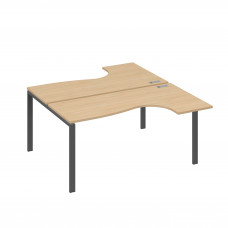 Рабочая станция UNO (2х160) со столами эргономичными натуральный дуб / металлокаркас антрацит А4 А1 182 НД