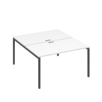 Рабочая станция 2х140 с металлокаркасом DUE белый премиум / металлокаркас антрацит А4 А2 177 БП