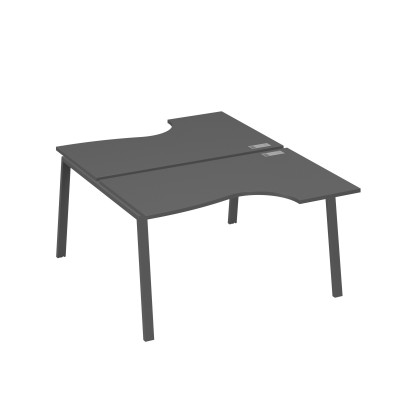 Рабочая станция столы (2х140) эргономичные Классика каркасTRE антрацит премиум / металлокаркас антрацит А4 А3 184 АР