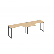 Станция столы 2х140 Классика эргономичные опоры QUATTRO натуральный дуб / металлокаркас антрацит А4 А4 033-2 НД