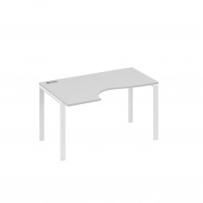 Стол "Классика" левый на металлокаркасе UNO эргономичный серый / металлокаркас белый А4 Б1 043 СЕ