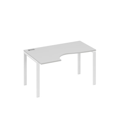 Стол "Классика" левый на металлокаркасе UNO эргономичный серый / металлокаркас белый А4 Б1 043 СЕ