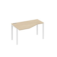 Стол 140х90 эргономичный левый Техно каркас UNO дуб скандинавский / металлокаркас белый А4 Б1 053 ДК