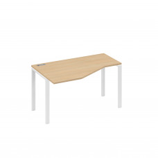 Стол 140х90 эргономичный левый Техно каркас UNO натуральный дуб / металлокаркас белый А4 Б1 053 НД