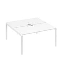 Рабочая станция опоры UNO столы 2х160 белый премиум / металлокаркас белый А4 Б1 178 БП