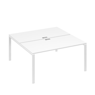 Рабочая станция опоры UNO столы 2х160 белый премиум / металлокаркас белый А4 Б1 178 БП