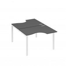 Рабочая станция столы (2х120) эргономичные "Классика" опоры UNO антрацит премиум / металлокаркас белый А4 Б1 183 АР