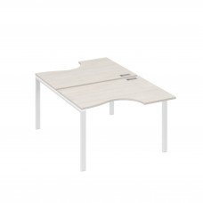 Рабочая станция столы (2х120) эргономичные "Классика" опоры UNO дуб / металлокаркас белый А4 Б1 183 ДШ