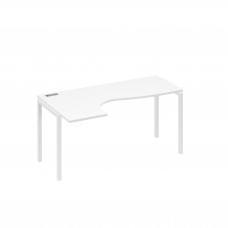 Стол на металлокаркасе DUE эргономичный левый "Классика" белый премиум / металлокаркас белый А4 Б2 035 БП