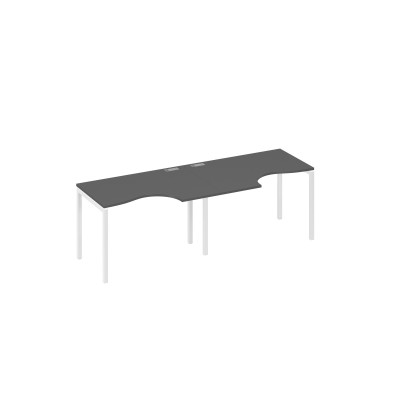 Рабочая станция эргономичные столы Классика DUE (2х120) антрацит премиум / металлокаркас белый А4 Б2 041-2 АР