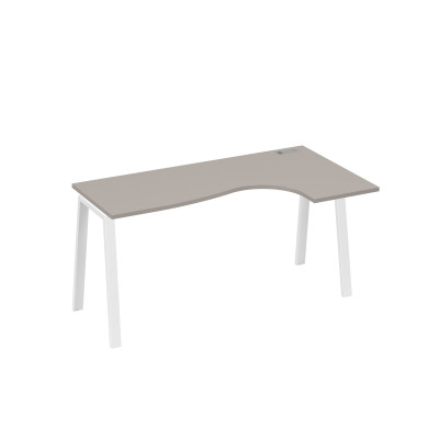 Стол на металлокаркасе TRE эргономичный "Классика" правый мокко премиум / металлокаркас белый А4 Б3 036 МП