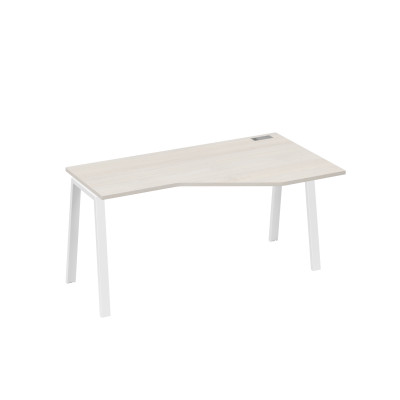 Стол правый "Техно" на каркасе TRE эргономичный дуб / металлокаркас белый А4 Б3 056 ДШ