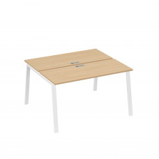 Станция 2х140 с опорами TRE офисная натуральный дуб / металлокаркас белый А4 Б3 171 НД