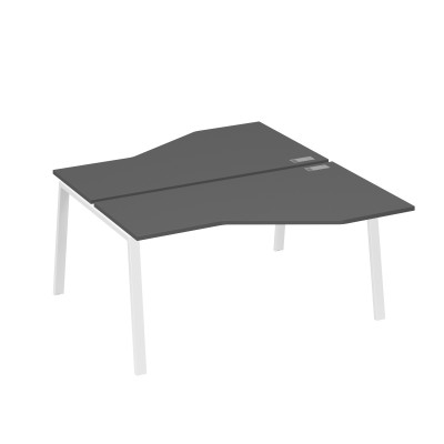 Рабочая станция каркас TRE столы (2х160) эргономичные Техно антрацит премиум / металлокаркас белый А4 Б3 188 АР