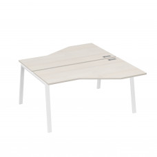 Рабочая станция каркас TRE столы (2х160) эргономичные Техно дуб / металлокаркас белый А4 Б3 188 ДШ