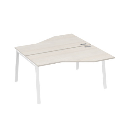 Рабочая станция каркас TRE столы (2х160) эргономичные Техно дуб / металлокаркас белый А4 Б3 188 ДШ