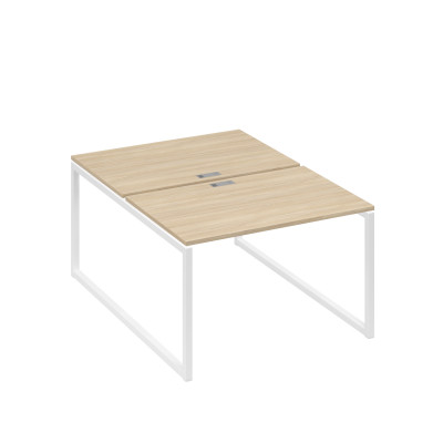 Станция офисная (2х120) на металлокаркасе QUATTRO дуб скандинавский / металлокаркас белый А4 Б4 176 ДК