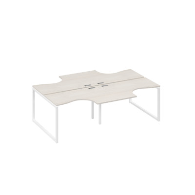 Рабочая станция (4х120) опоры QUATTRO столы Классика дуб / металлокаркас белый А4 Б4 180-2 ДШ