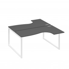 Рабочая станция QUATTRO (2х160) столы Классика эргономичные антрацит премиум / металлокаркас белый А4 Б4 182 АР