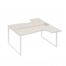 Рабочая станция QUATTRO (2х160) столы Классика эргономичные дуб / металлокаркас белый А4 Б4 182 ДШ