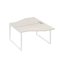 Рабочая станция со столами (2х140) Техно на каркасе QUATTRO дуб / металлокаркас белый А4 Б4 187 ДШ